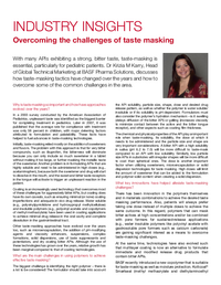 Thumbnail of document Interview Industry Insights Overcoming challenges of taste masking