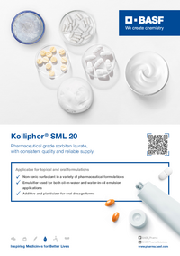 Thumbnail of document Kolliphor® SML 20 - Pharmaceutical grade sorbitan monolaurate, with consistent quality and reliable supply