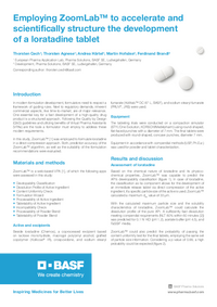 Thumbnail of document Employing Zoom Lab to accelerate and scientifically structure the development of a loratadine tablet