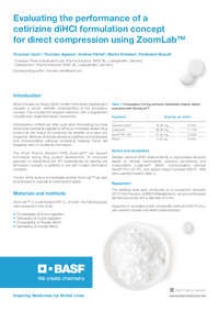 Thumbnail of document Evaluating the performance of a cetirizine di H Cl formulation concept for direct compression using Zoom Lab