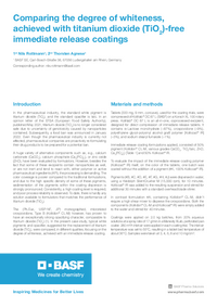 Thumbnail of document Comparing the degree of whiteness achieved with titanium dioxide free immediate release coatings Handout