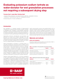 Thumbnail of document Evaluating potassium sodium tartrate as water donator for wet granulation processes Handout
