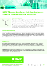 Thumbnail of document BASF Pharma Solutions – Helping Customers Evaluate their Nitrosamine Risk Level