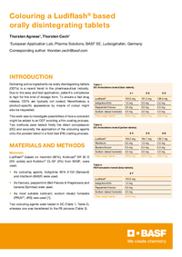 Thumbnail of document Coloring a Ludiflash® based orally disintegrating tablets