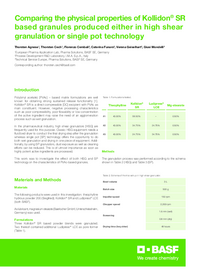 Thumbnail of document Comparing the physical properties of Kollidon® SR based granules produced either in high shear granulation or single pot technology