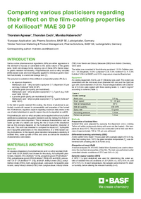 Thumbnail of document Comparing various plasticizers regarding their effect on the film-coating properties of Kollicoat® MAE 30 DP