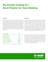 Thumbnail of document Dry Powder Coating of a Novel Polymer for Taste Masking