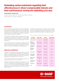Thumbnail of document Evaluating various lubricants regarding their effectiveness in direct compressible blends and their performance during the tabletting process