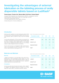 Thumbnail of document Investigating the Advantages of External Lubrication on the Tableting Process of Orally Dispersible Tablets Based on Ludiflash®.