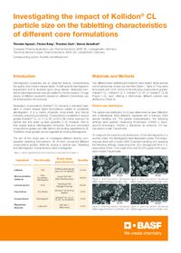 Thumbnail of document Investigating the impact of Kollidon® CL particle size on the tabletting characteristics of different core formulations