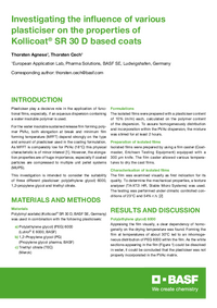 Thumbnail of document Investigating the influence of various plasticizer on the properties of Kollicoat® SR 30 D based coats