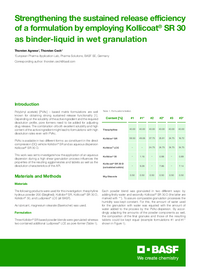 Thumbnail of document Strengthening the sustained release efficiency of a formulation by employing Kollicoat® SR 30 as binder-liquid in wet granulation