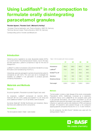 Thumbnail of document Using Ludiflash® in roll compaction to formulate orally disintegrating paracetamol granules