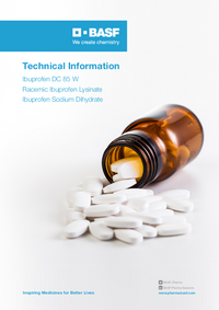 Thumbnail of document Technical Information: Ibuprofen DC 85 W and Ibuprofen Sodium Dihydrate