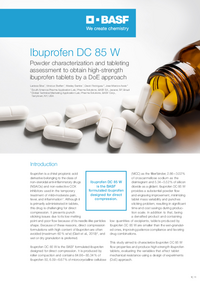 Thumbnail of document Ibuprofen DC 85 W: Powder characterization and tableting assessment to obtain high-strength ibuprofen tablets by a DoE approach