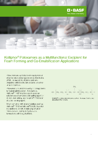 Thumbnail of document Kolliphor Poloxamers as a Multifunctional Excipient for Foam Forming and Co Emulsification Applications