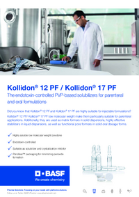 Thumbnail of document Kollidon®12 PF / Kollidon®17 PF: The endotoxin-controlled PVP-based solubilizers for parenteral and oral formulations