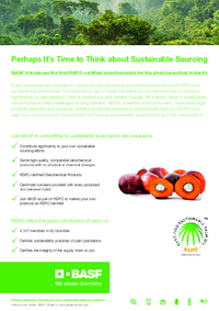 Thumbnail of document Sustainably Sourced Palm Oil for Lipid-Based Excipients