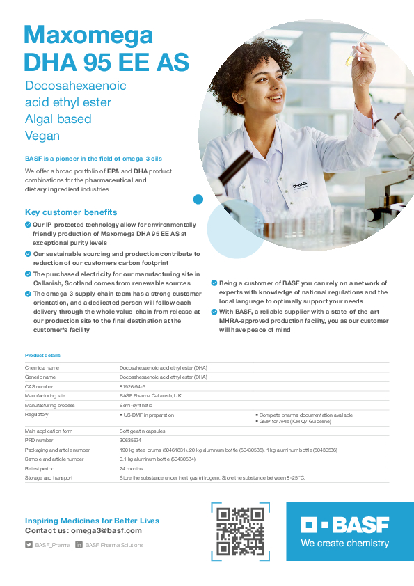 Maxomega DHA 95 EE AS BASF Pharma
