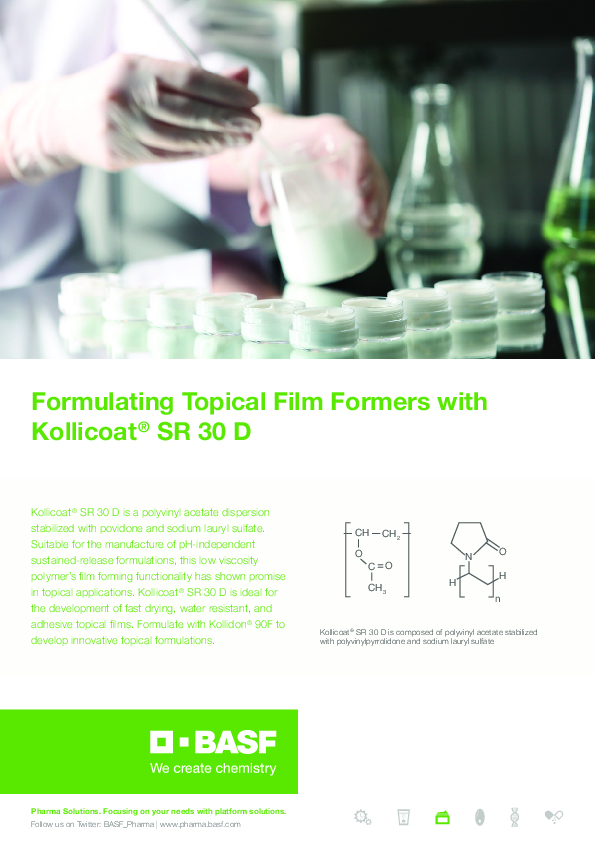 Kollicoat® SR 30 D | Coating Polymers | BASF Pharma